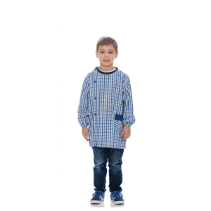 Bata Infantil Rapaz Xadrez Azul