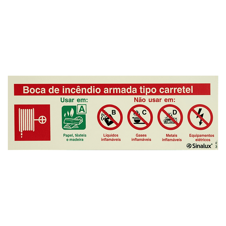 Placa de Sinalização de Segurança - Boca de Incêndio Armada Tipo Carretel